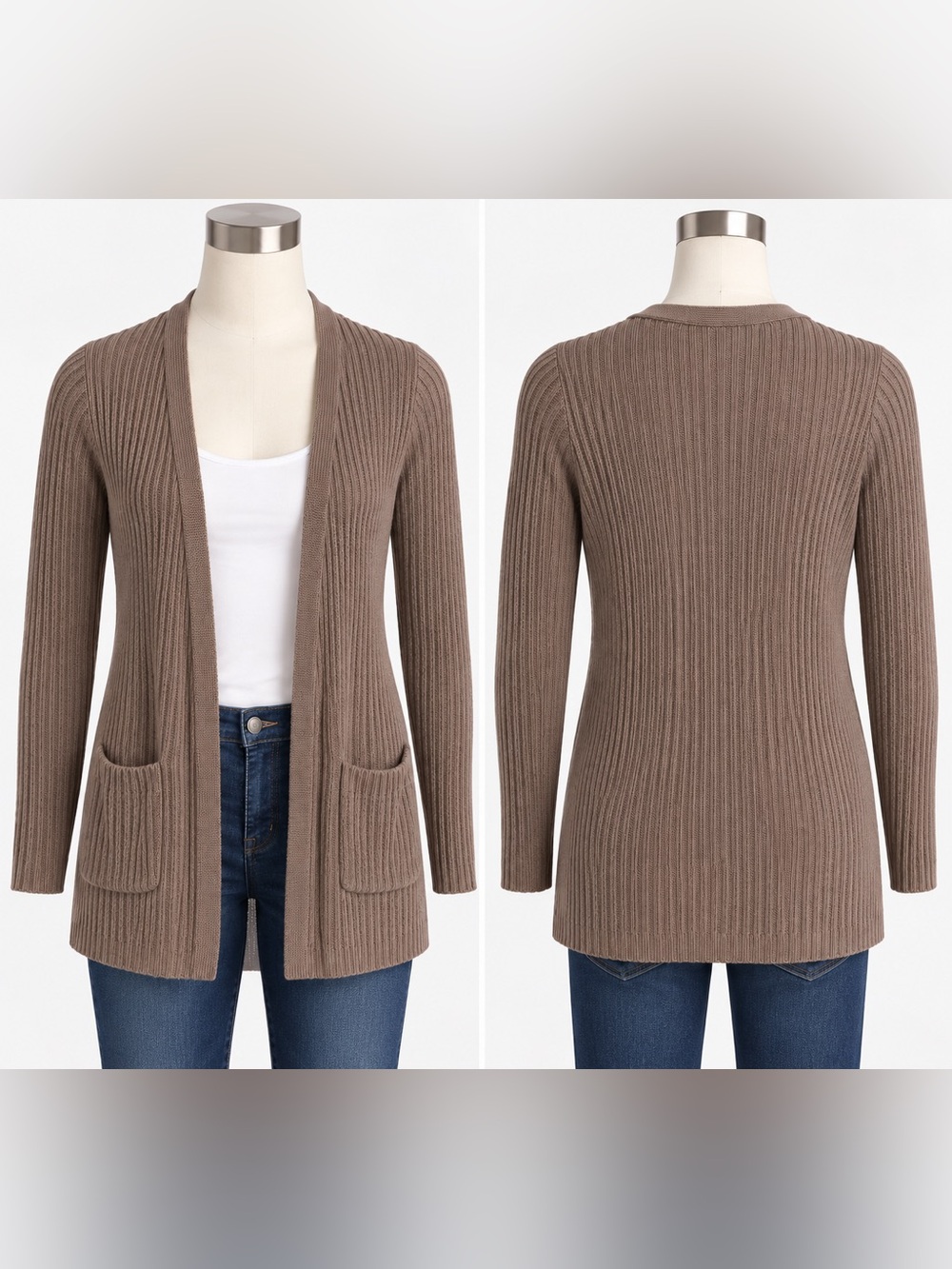 Simply Styled Sears Women’s Small Ribbed Long Duster Cardigan Open Front